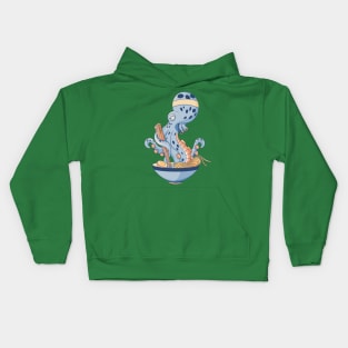 Octopus eating ramen Kids Hoodie